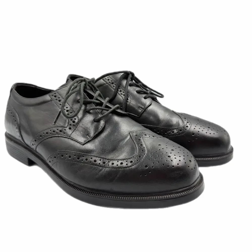 Propet Men's 10.5 XX WIDE Wall Street Black Leather Lace Up Office Work Oxfords